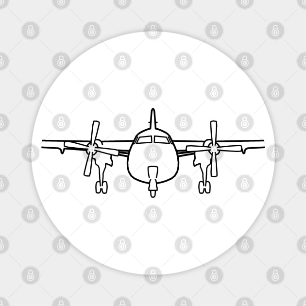 Fokker F27 classic aircraft black outline graphic Magnet by soitwouldseem
